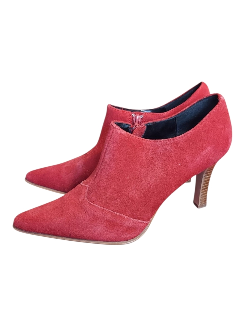 Wanted Red Suede Pointed Toe Western Heeled Ankle Boots Size 8.5